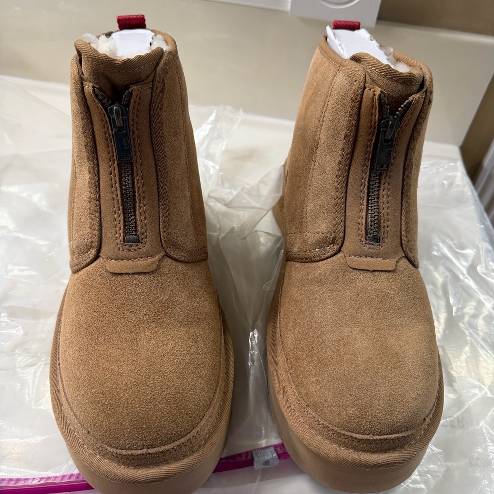 Ugg Tan Suede Zip-Up Boots